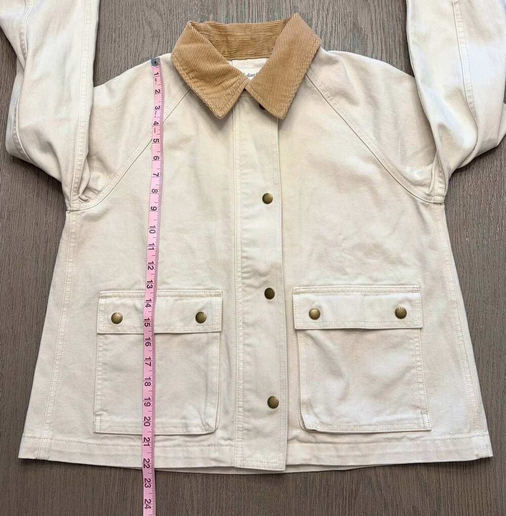 NWOT Madewell The Billie Short Jacket Size M Cream Corduroy Collar Barn - Picture 10 of 15
